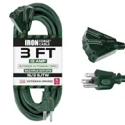 Iron Forge Cable Outdoor Extension Cord with 3 Electrical Power Outlets