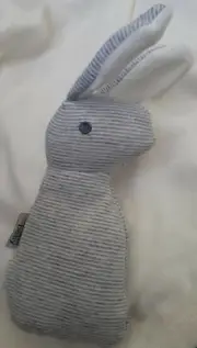 Mami Beby Bunny Rabbit Grey White Stripe Bunny Rattle Baby Toy
