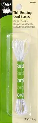 Dritz ~ (9339W) - Thin Beading Cord Elastic - White, 3 yd