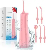 Water Dental Flosser Pick for Teeth - 5 Modes Cordless Portable Water (Pink)