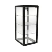 AMKO 14 x 27 in. Glass Countertop Showcase Tower Display Case Black