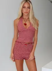 Whimsy Halter Top Red Gingham