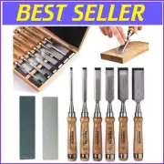 Lightweight Wood Chisel Set with Premium Case & 2 Sharpening Stones Included