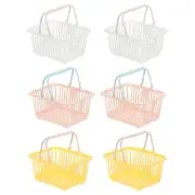 6PCS Mini Shopping Baskets with Handles Small Tiny Baskets, White Pink Yellow
