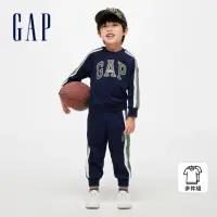 在飛比找momo購物網優惠-【GAP】幼童裝 Logo圓領長袖長褲家居套裝-海軍藍(89