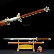 Chinese Han Dynasty Jian 汉剑 Folded Steel Brass Sword Rosewood Sheath for Display