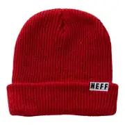 NEFF Fold Beanie Acrylic Rib Knit, One Size Fits Most, Red New
