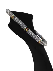 Set of Bracelet Choker Hand-Crafted Ethnic African Masai Jewelry Silver
