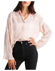[Belle & Bloom] Yoko Shirred Chiffon Blouse in Blush