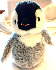 Aurora World Emperor Zoo Penguin 11" Plush Gray Black Arctic Stuffed Animal EUC