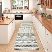 DAWNTREES Kitchen Runner Rugs Mat(60x210cm) Washable Hallway Runner Rug with Rubber Backing,Extra Long & Wide Rugs for Entryway Indoor, Kitchen, Laundry, Bedroom (Wave)