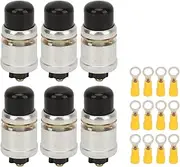 6 Set Waterproof Fast Response Momentary Push Start Button Switch Kit Ideal for Vehicle RV Ship Yacht ATV DC12V with Aluminum Alloy and Rubber Material 50A Current