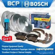 F+R Brake Rotors Drums & Bosch Pads Shoes for Toyota Tarago TCR10 TCR11 With Pin