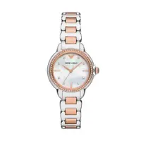 在飛比找PChome24h購物優惠-EMPORIO ARMANI 優雅格調時尚腕錶-銀X玫瑰金