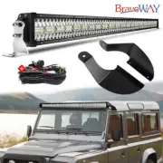 Straight Curved 52" Led Light Bar+Brackets Mounts Fit Gutter Land Rover Defender