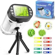 Skirfy Microscope Kids Toys, Science Kit with 1000x HD Video Photo Digital Mini Microscope, Family Day Games STEM Learning Educational Toys for Kids Age 6+, Easter Birthday Gifts for Boy Gilrs