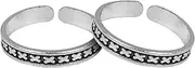 [Tongari] 925 Oxidised Silver Criss Cross Toe Rings , Adjustable | Toe Rings for Women and Girls, Adjustable, Crystal, No Gemstone