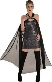 Draped Gothic Cape Dark Side Vampire Fancy Dress Up Halloween Costume Accessory
