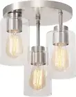 Semi Flush Mount Ceiling Light 3-Light Brushed Nickel Flush Mount Ceiling Light