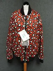 Love Moschino Red Leopard Print Bomber Jacket UK XL EU 48 LN022 SS 13