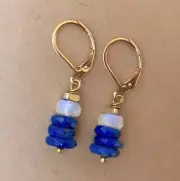 LAPIS MOONSTONE GOLD PLATED SUNDANCE CHARM ARTISAN JEWELRY EARRINGS