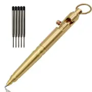 New Brass Keychain Ball Pen Hanging Ring Pocket Signature Pens Office Stationery
