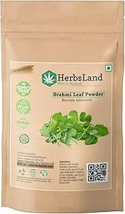 HerbsLand® 100% Bio Organic Brahmi Leaves Powder (Bacopa Monnieri) for Hair Growth & Skin Care | Hair and Scalp Treatment (100 gm)