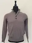 New Hugo Boss Unisex Sweater S size Brown Gray Wool Half Zip Buttons Pullover
