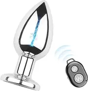 Beauty7 Vibrating Anal Plug With Remote Control Butt Plugs Anal Wave Pattern Vibrating Anal Plug 10 Modes Stainless Alloy Anal Plug Vibrator Use For Men Women Couples Sex Toys Silver