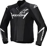 Alpinestars Faster V3 Airflow perforated Motorcycle Leather- / Textile Jacket, black-white, Size 48 for Men Black White