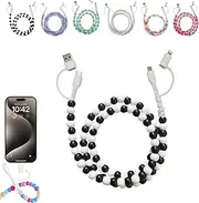 4-in-1 Beaded Charging Cord, Fast Phone Charger Cable 66W, Multi USB A to Type-C & iOS Cable, Anti-Tangle Design 3.3FT for Multi-Device Use (F)
