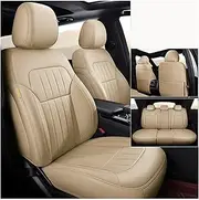 Full Coverage Car Seat Cover， Compatible for BMW I3 2013 2014 2015 2016 2017 2018 2019 2020 2021 2022 Full Set Custom Fitted Faux Leather Car Seat Covers Accessories(Beig)