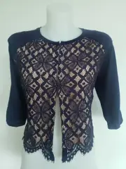 Alannah Hill Navy blue 'Last Goodbye' Silk Cardigan size 10,RRP:$229