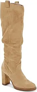 [Juliet Holy] Women's Knee High Boots Chunky Block Heel Wide Calf Round Toe Side Zipper Fashion Dress Boot