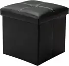 Faux Leather Small Square Foot Rest Stools,Foot Stool with Storage,Folding Stora