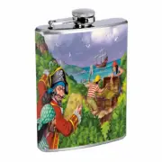 Pirate Treasure D3 Flask 8oz Stainless Steel Hip Drinking Whiskey