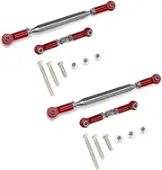 Binxind 2X Metal Adjustable Steering Linkage Servo Link Pull Rod Turnbuckle for MN D90 D99 MN-90-45 1/12 RC Car Crawler,Red