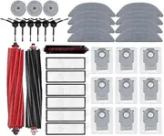 Replacement Main Side Brushes Mop Cloths HEPA Filters Dust Bags Accessories Compatible for Roborock S8 MaxV Ultra Robot Vacuum Spare Parts(Black 5000mah)