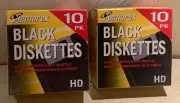 Set of 2 MEMOREX Black DISKETTES 3.5" HD Computer Floppy Disks. NEW ~ Sealed