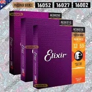 Elixir Acoustic Guitar Strings 16052 (12-53), 16027 (11-52), 16002 (10-47) AU
