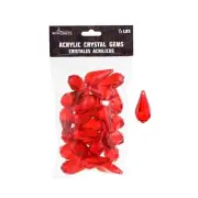 Mega Crafts - 1/2 Pound Acrylic Decorative Ice Rock Teardrops - Red