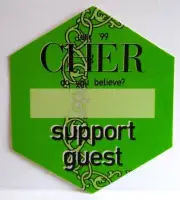 Cher Do You Believe Backstage Pass Original Vintage 1999 Tour Green Cloth Fabric