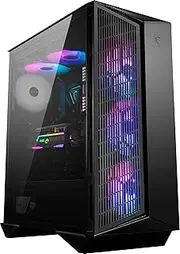 MSI MPG GUNGNIR 110M PC Case with Built-in ARGB Fans, 4 mm Tempered Glass, Standard ATX Magnetic Filter, Black
