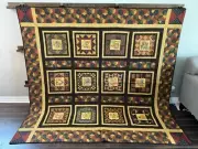 Handmade Pieced and Quilted Patchwork Quilt 91" x 87" Full Calendar Seasonal