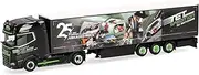 Herpa Truck Model DAF XG+ Curtain Tarpaulin Saddle Trailer TET/Anniversary, Miniature in Scale 1:87, Collectible, Made in Germany, Plastic