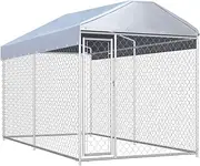 Heavy Duty Dog Cage Dog Kennel Metal Dog Hutch Pet Crate Outdoor Dog House with Roof, Dog Enclosures Dog Playpen Dog Run for Backyard, 382x192x225 cm