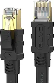 Senetem Cat 8 Ethernet Cable 100FT, High Speed 40Gbps 2000Mhz Flat Internet Network Cable, RJ45 Connector Shielded Ethernet Cord, Outdoor&Indoor LAN Cable for Gaming, PC, PS5/4/3, Xbox, Modem, Router