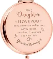 TI-EDC Valentines Gifts for Daughter, Daughter Valentines Gifts, Valentines Gifts for Teenage Girls, Compact Mirror for Daughter, Valentines Gifts for 10 Year Old Girl