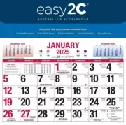2025 EsE 2C Easy to See Big Print Magnetic Fridge Calendar A5 Size