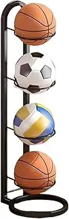 4-Tier Folding Soccer Ball Storage Rack Holder,Freestanding Garage Sports Equipment Organizer,Foldable Ball Storage Rack, Inside Movable Vertical Display for Basketball,Soccer,Volleyball